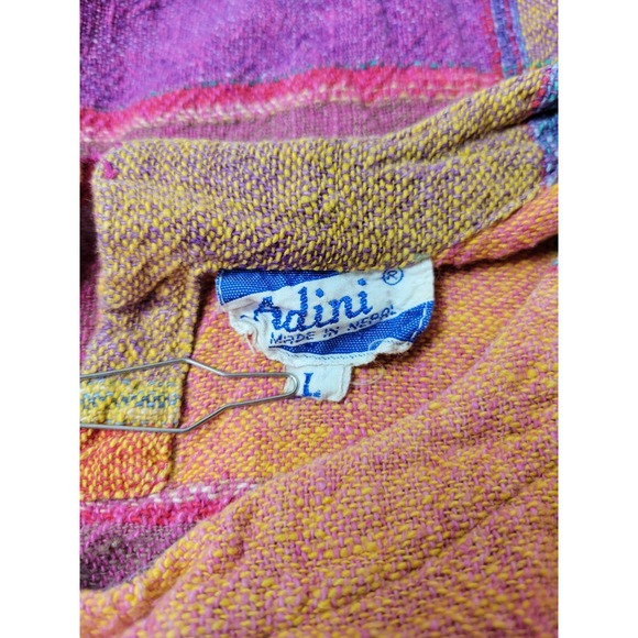 Vintage Adini Bright Plaid Color Block Cotton Shift  Dress Nepal‎ Large - Picture 6 of 11